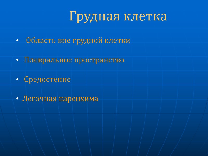 Грудная клетка    Область вне грудной клетки     Плевральное